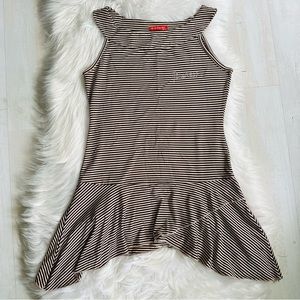 Ou Ya Han Pai Brown Striped Sleeveless Drop Waist Top, XL